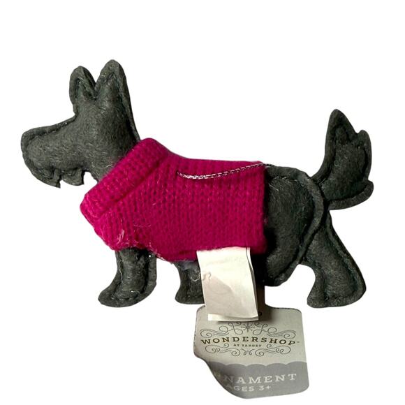 Wondershop Felt Scottie Dog Ornament Gray Puppy Pink Sweater Target Christmas - Picture 3 of 6